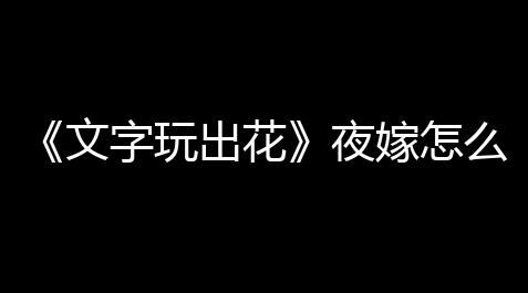 【超凡先锋科技辅助器】怎麽玩文字玩出花夜嫁